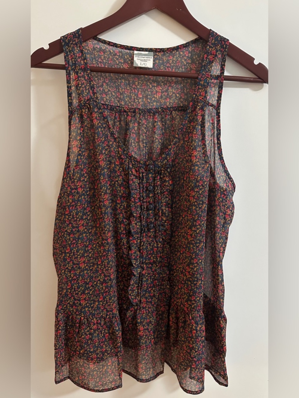 Inked & Faded Navy Sheer Floral-Print Sleeveless Camisole